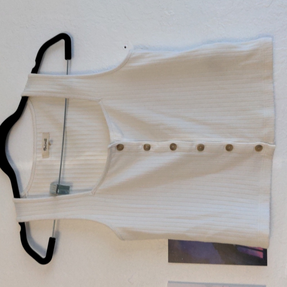 Madewell White Button-Up Tank Top